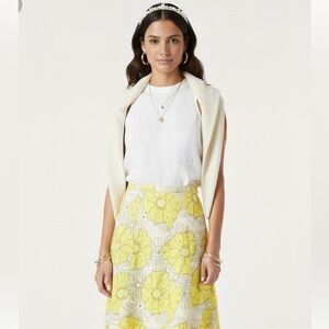Top shop | Yellow & White Floral Flare Feminine Midi Skirt